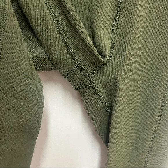 OFFLINE Lace-Up High Waisted Ribbed Leggings - Olive daze size Large - Picture 6 of 12